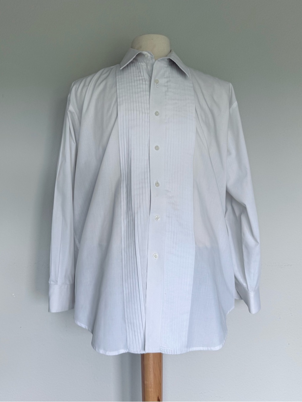 Vintage 90s Linea Uomo White Pleated Front Tuxedo Dress Shirt Men's 17 32/33 XL